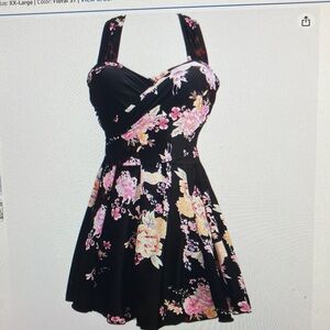 Floral Black One-Piece Swimsuit